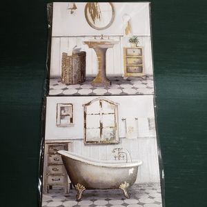 🍄2/$15 - 2 pack Bathroom Canvas Art 8x8 Gold Accent